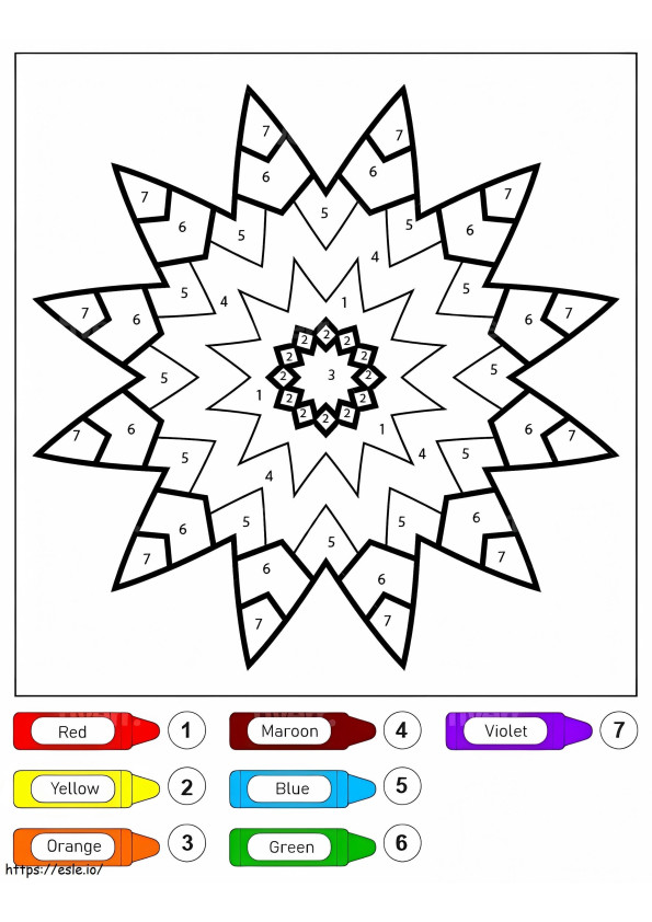 Mandala con stelle per bambini da colorare per numero da colorare
