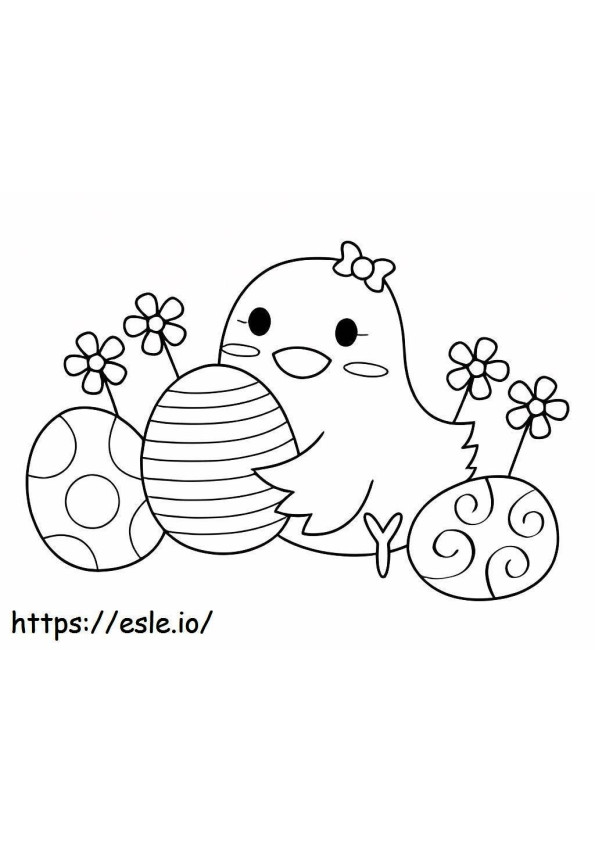 Little Chick Holding Easter Egg coloring page