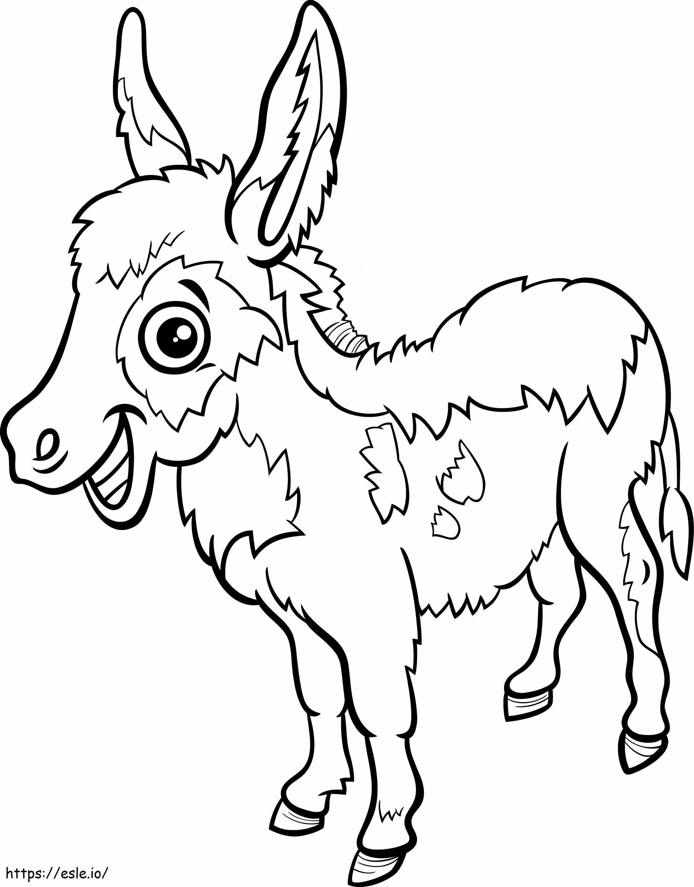 Cartoon Baby Donkey Farm Animal coloring page