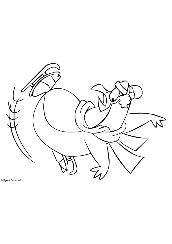 Chicken Playing Ice Skating coloring page