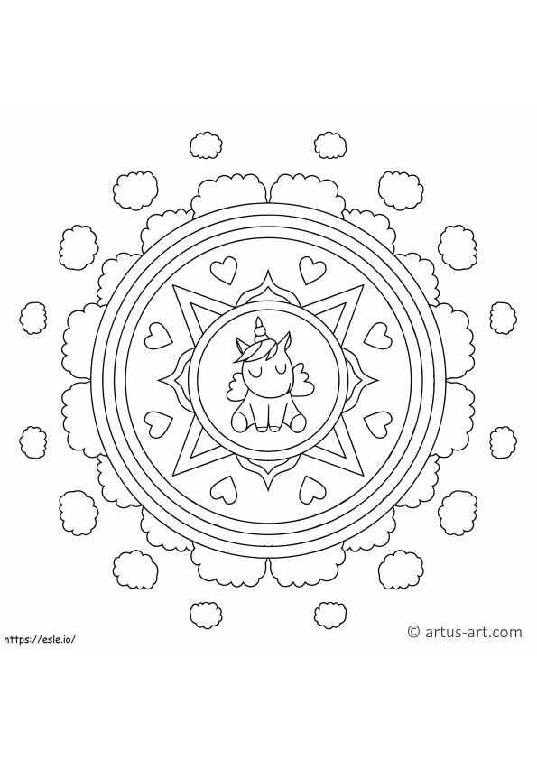 Coloriage Mandala Licorne 6 à imprimer dessin