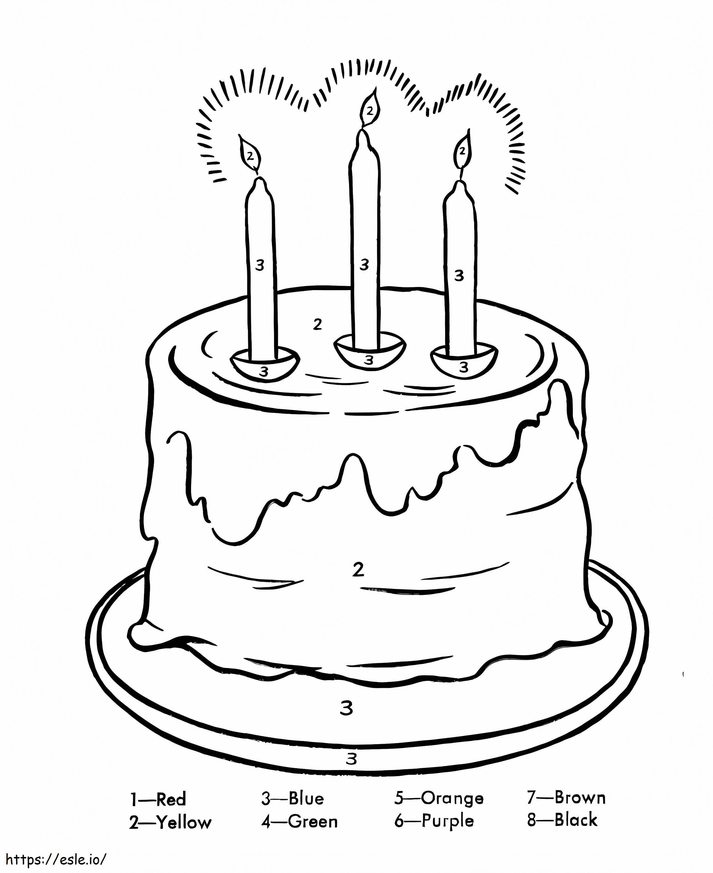 Coloriage Gâteau D'anniversaire Pour La Maternelle Couleur Par Numéro à imprimer dessin
