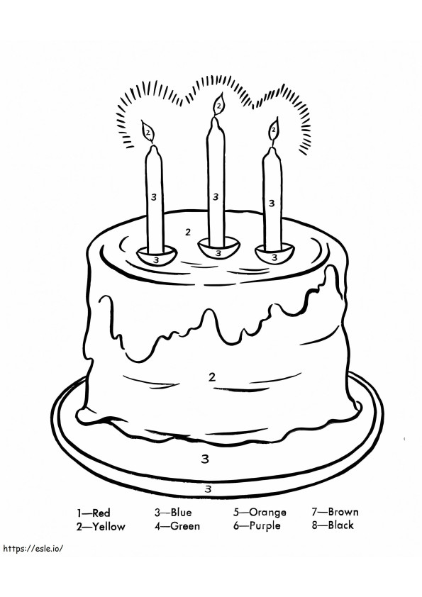 Birthday Cake For Kindergarten Color By Number coloring page