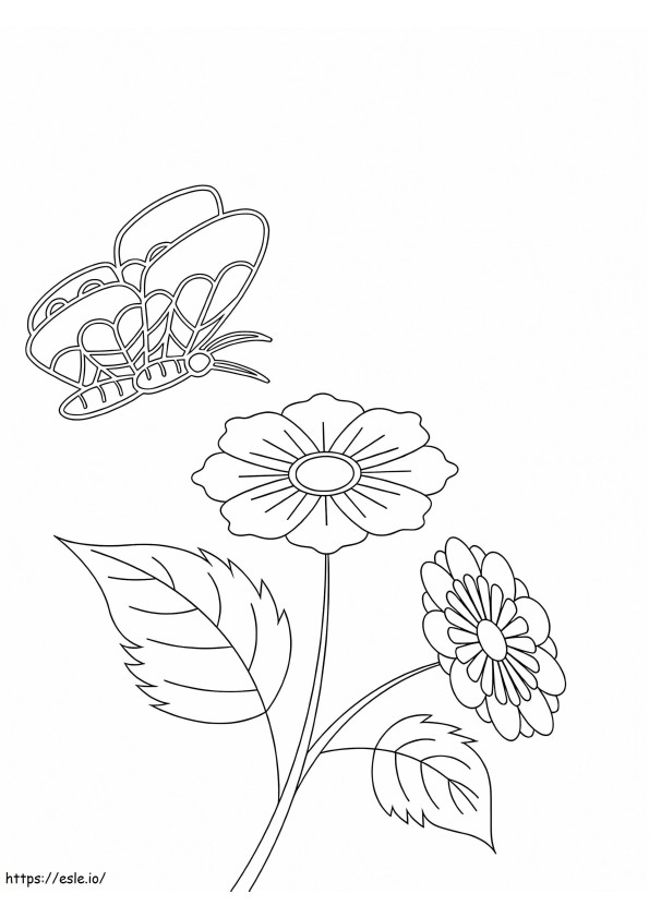 Daisy Flower And Butterfly coloring page