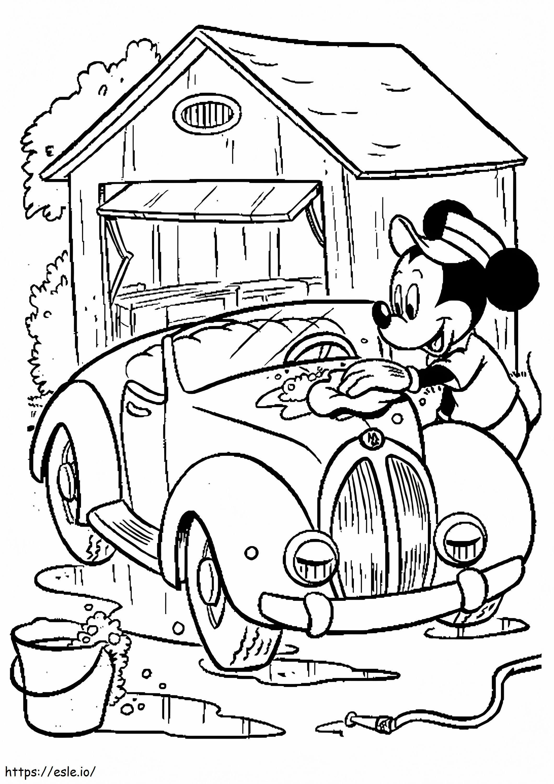 1528099613 Mickey wast zijn auto A4 kleurplaat kleurplaat