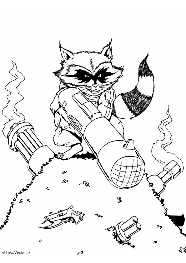 Raccoon Holding Gun coloring page