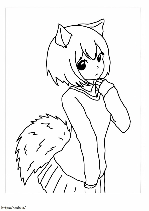 Cute Wolf Girl coloring page