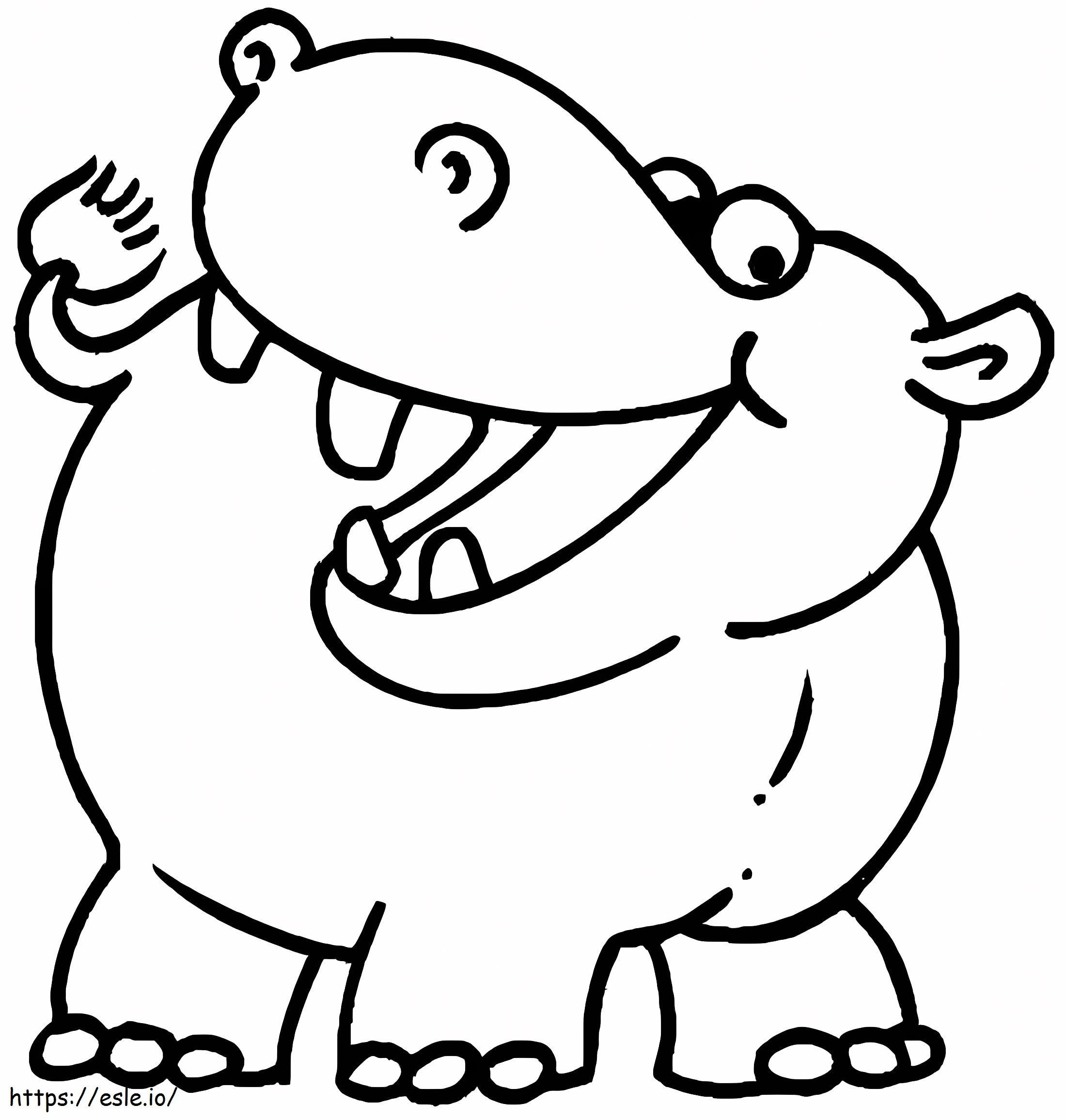 Desenho engraçado de hipopótamo para colorir