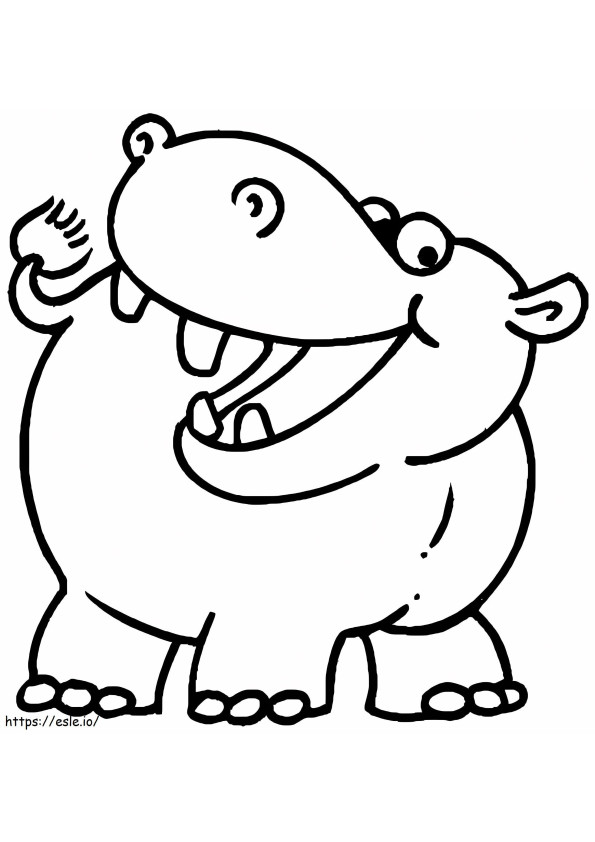 Desen amuzant de hipopotam de colorat
