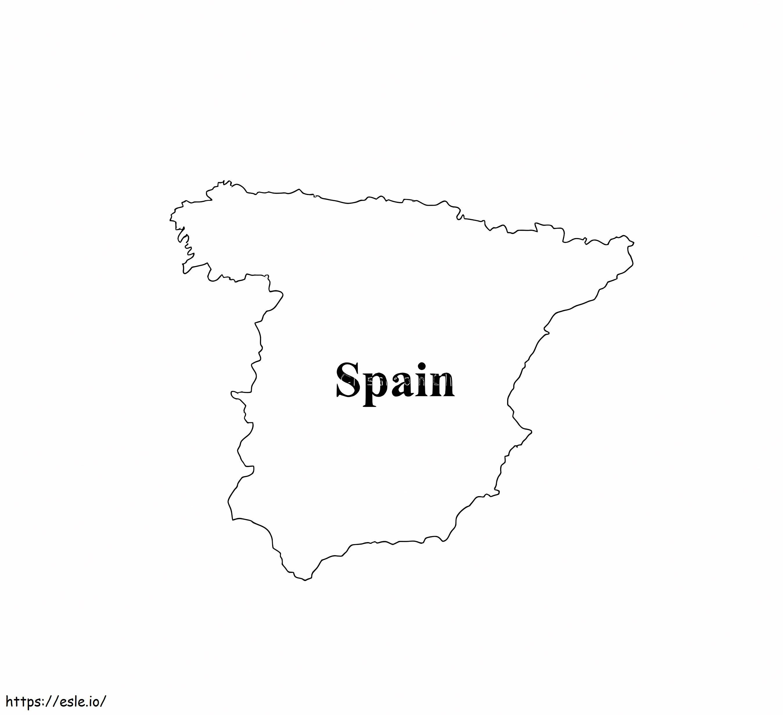 Mappa della Spagna immagine HD da colorare da colorare