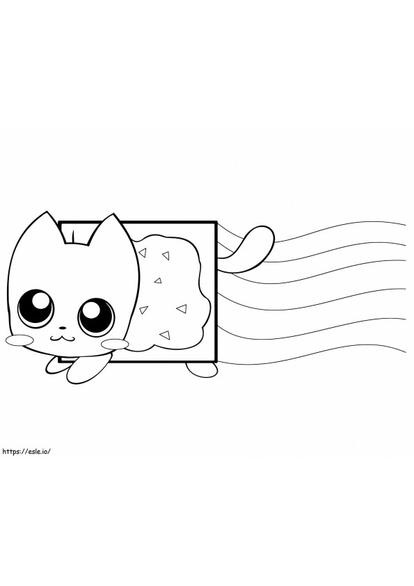 Little Cute Nyan Cat coloring page