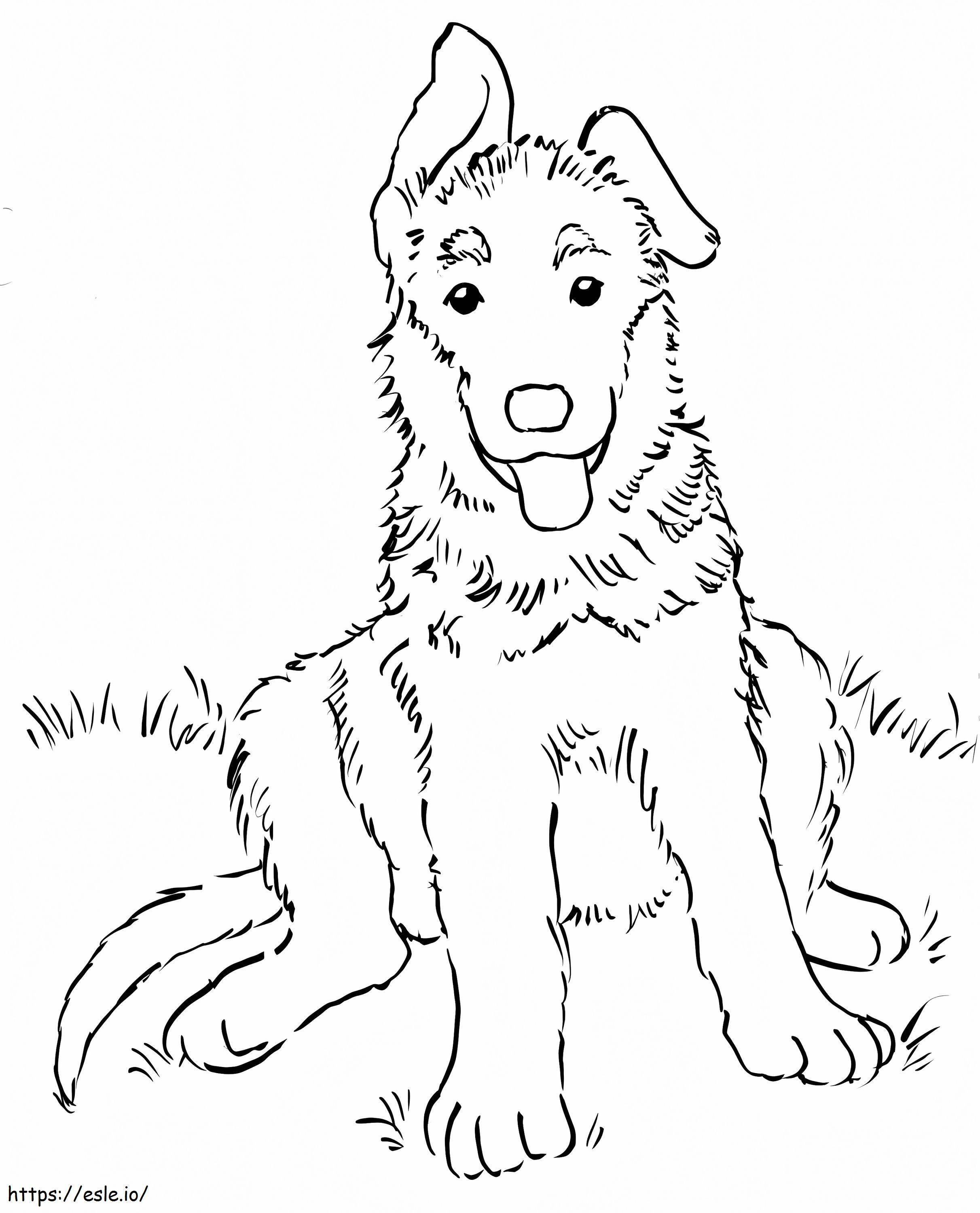 Cute German Shepherd coloring page
