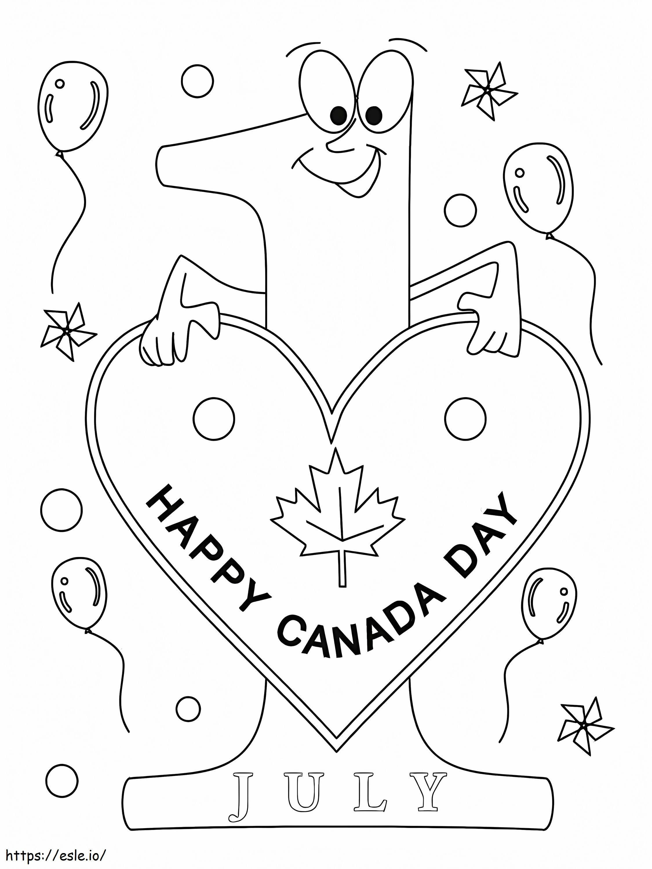 Feliz día 9 de Canadá para colorear