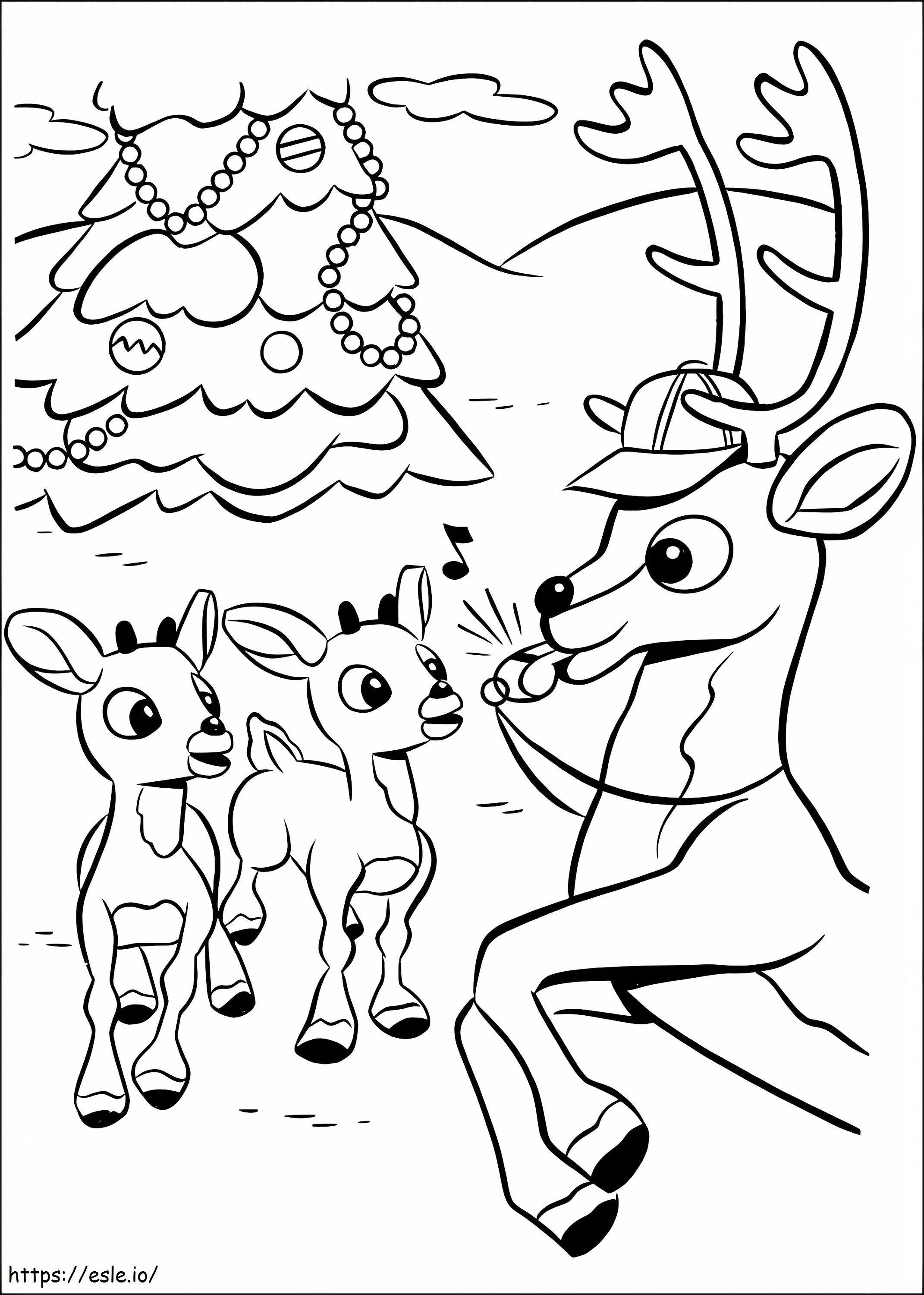 Rudolph het rendier met de rode neus 5 kleurplaat kleurplaat