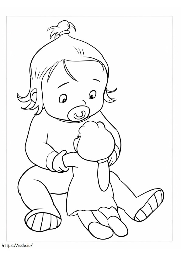 Baby With Toy coloring page
