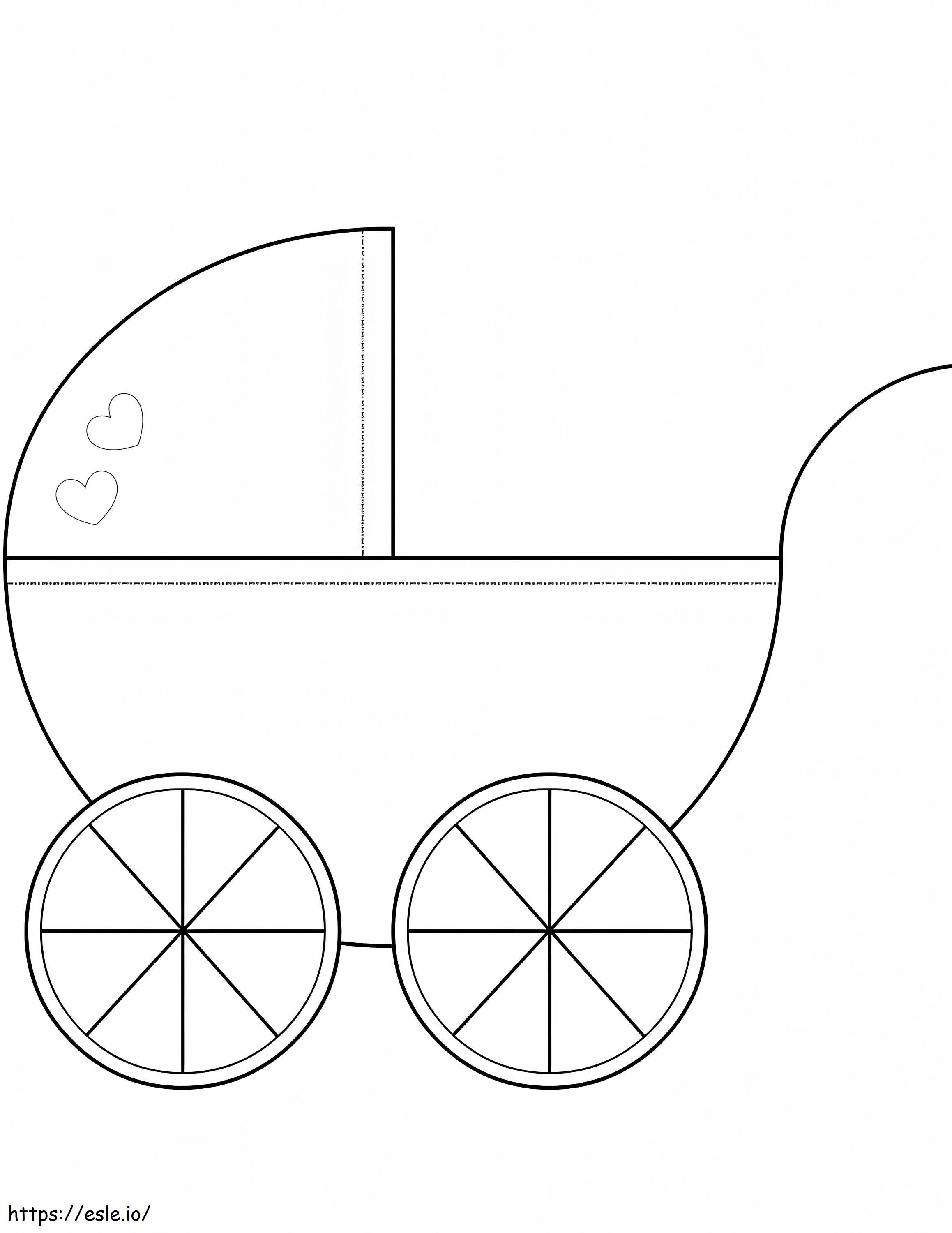 Halaman Mewarnai Kereta Dorong Bayi Gratis untuk Dicetak
