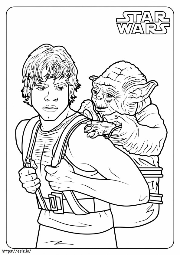 Luke Skywalker și Yoda de colorat