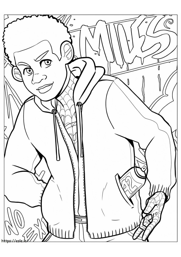 Smiling Miles Morales coloring page