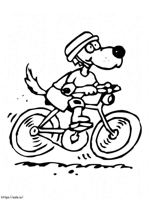 Cachorro em uma bicicleta para colorir