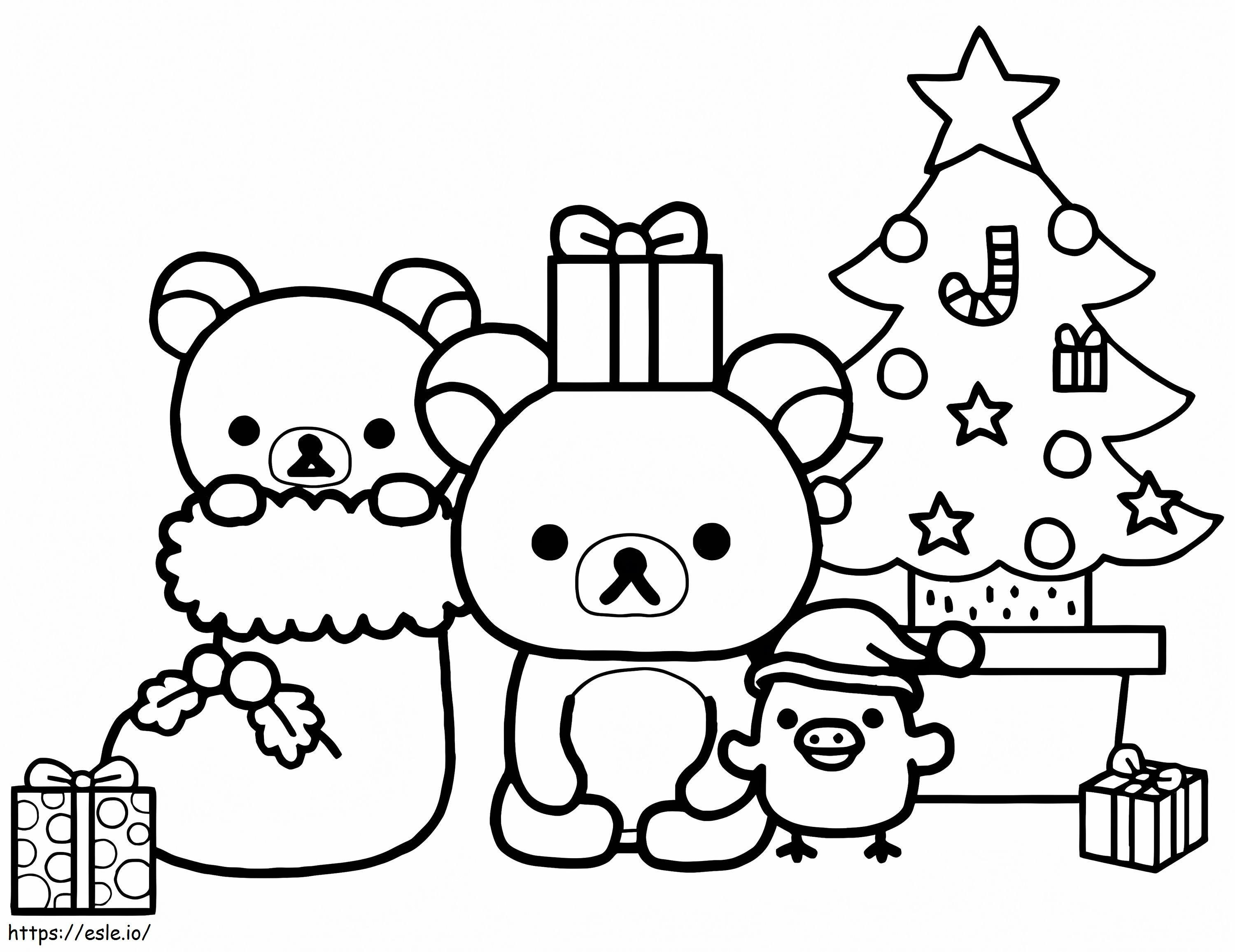 Coloriage Rilakkuma et Noël à imprimer dessin