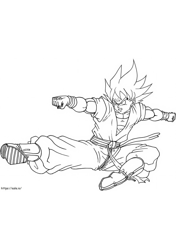 Son Goku Kicks coloring page