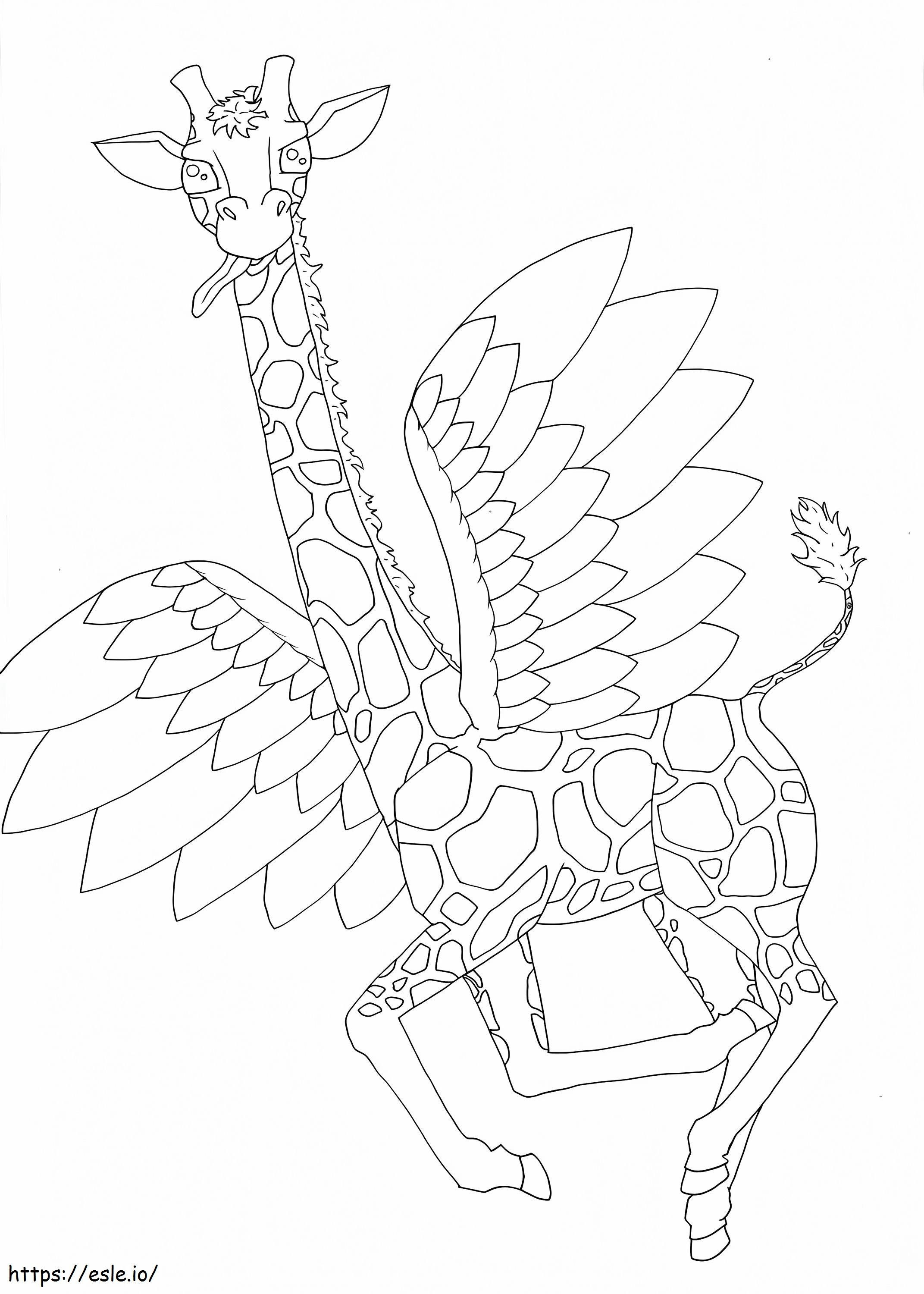 Coloriage Girafe avec des ailes à imprimer dessin