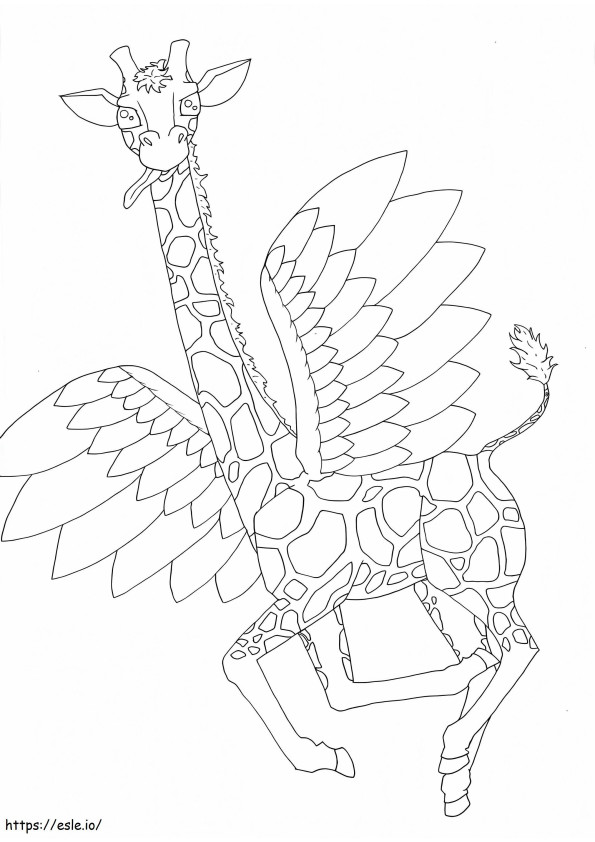 Coloriage Girafe avec des ailes à imprimer dessin