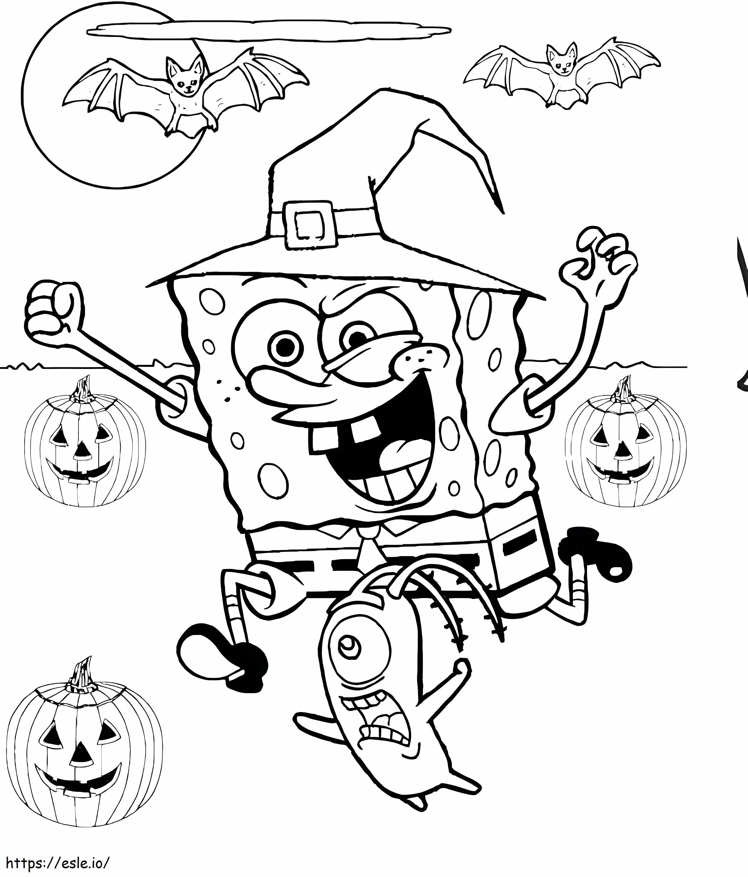 SpongeBob SquarePants Dengan Kostum Penyihir Gambar Mewarnai