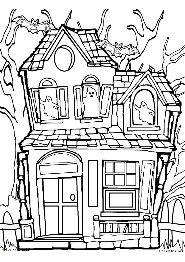 Casa embrujada en ruinas para colorear