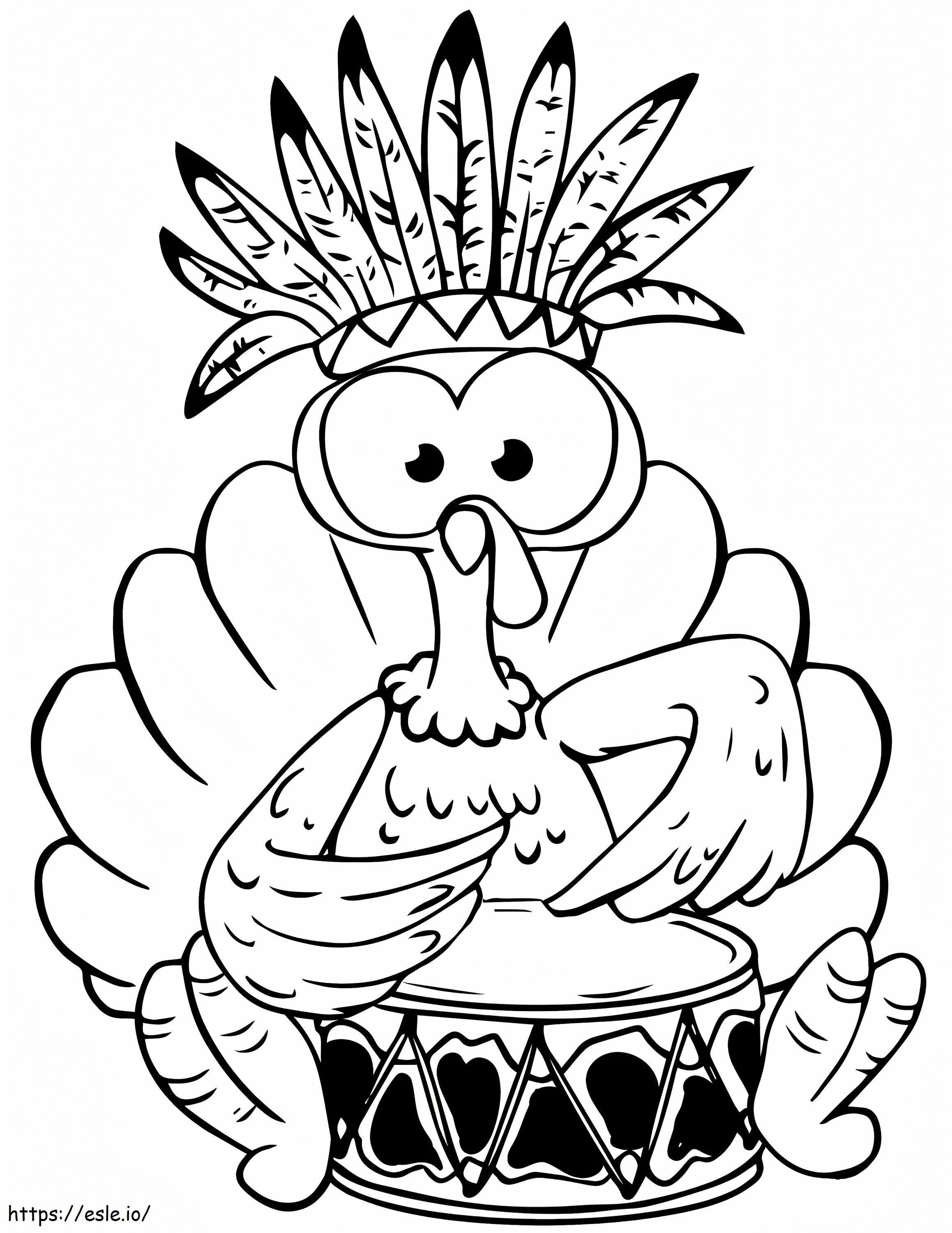 1588061224 Cute Turkey With Drum coloring page