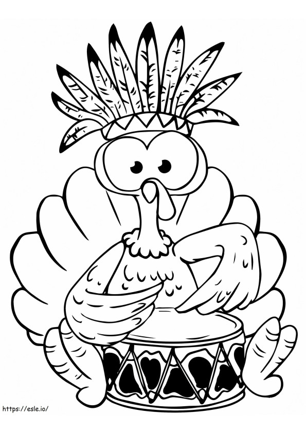1588061224 Cute Turkey With Drum coloring page