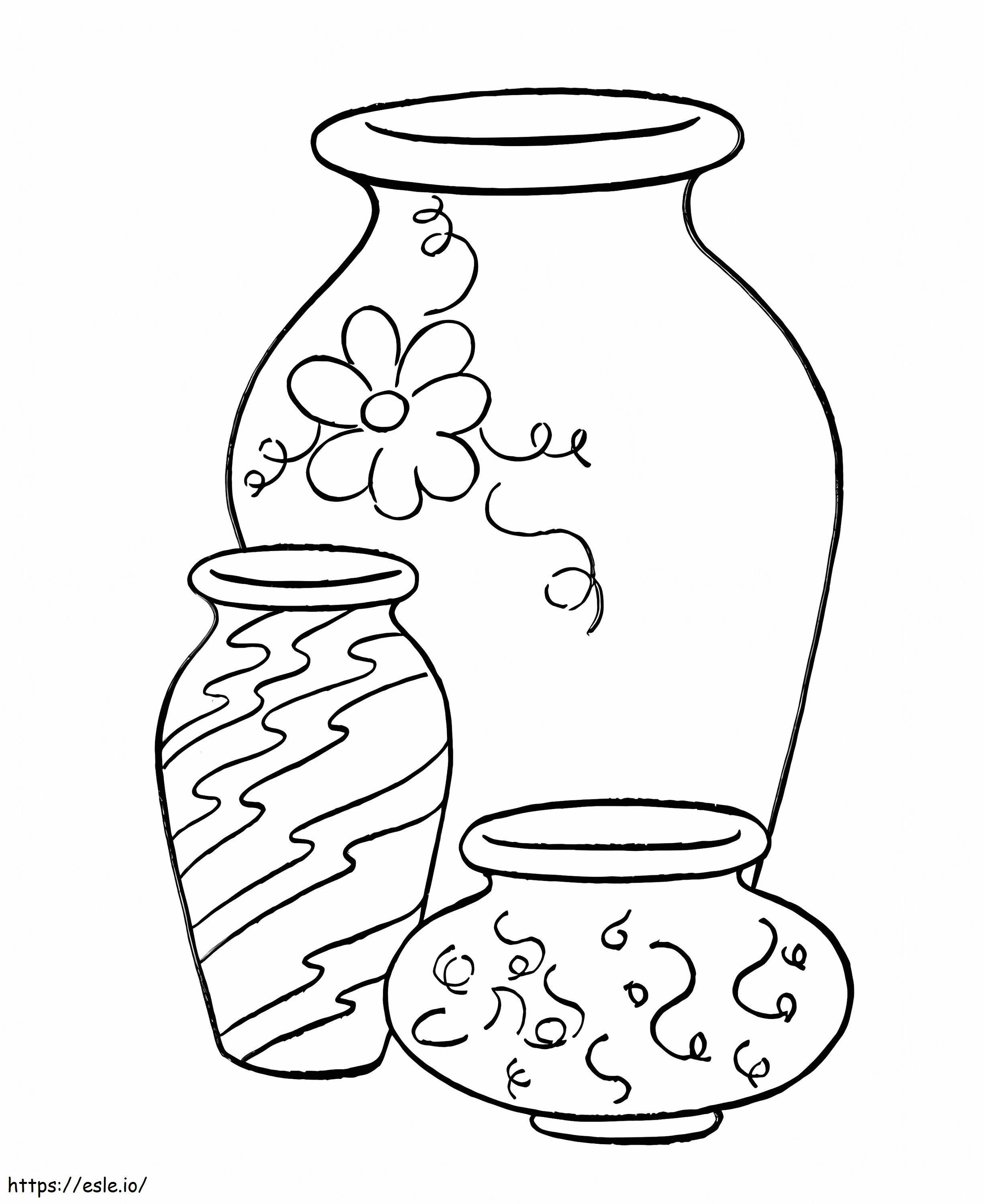 Three Vases coloring page