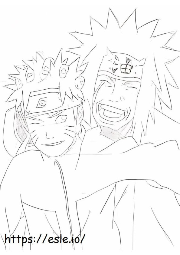 Jiraiya en Naruto tekenen kleurplaat