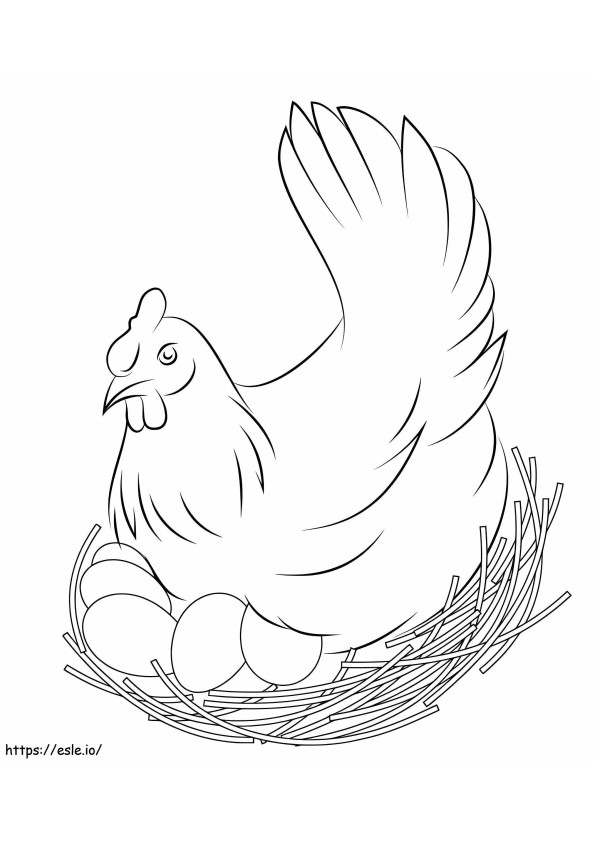 Kana ja Hänen munansa värityskuva