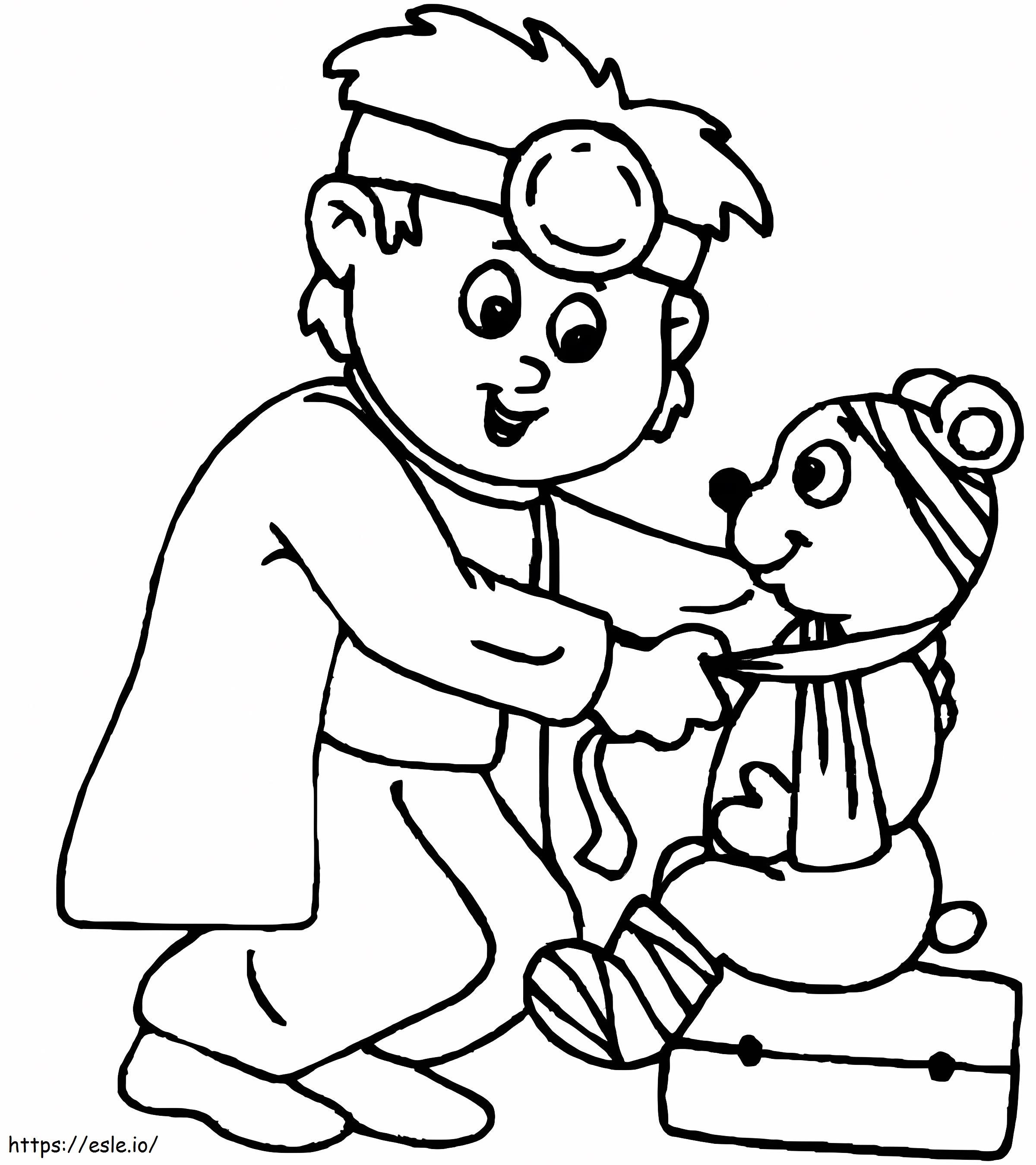 Ragazzo veterinario da colorare