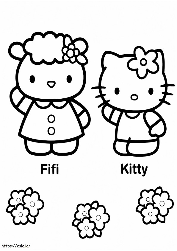 Hallo Kitty en Fifi kleurplaat