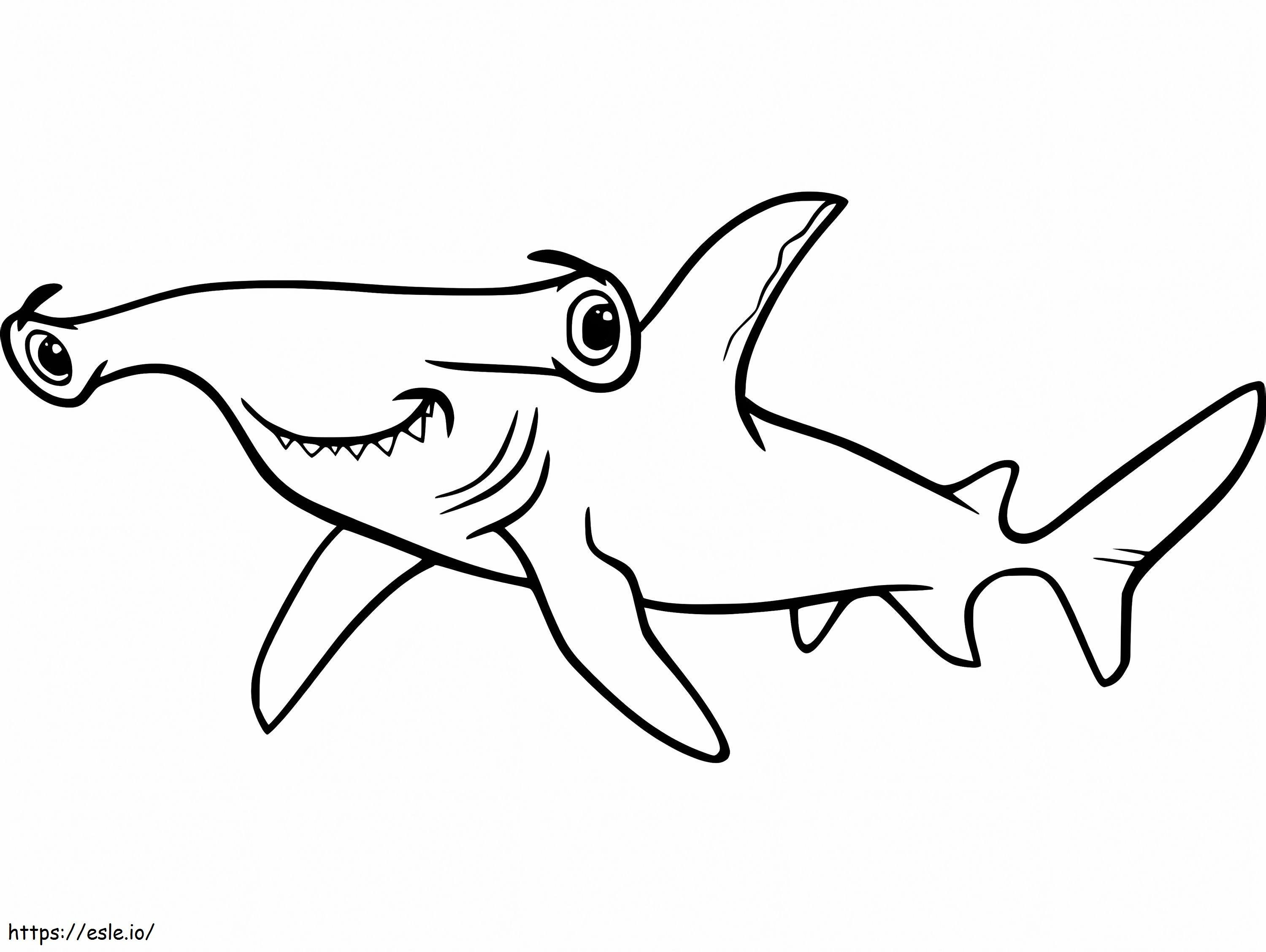 Tiburón martillo sonriendo para colorear
