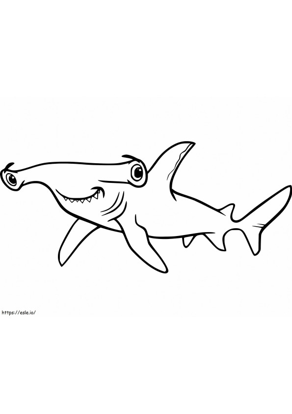 Coloriage Requin marteau souriant à imprimer dessin