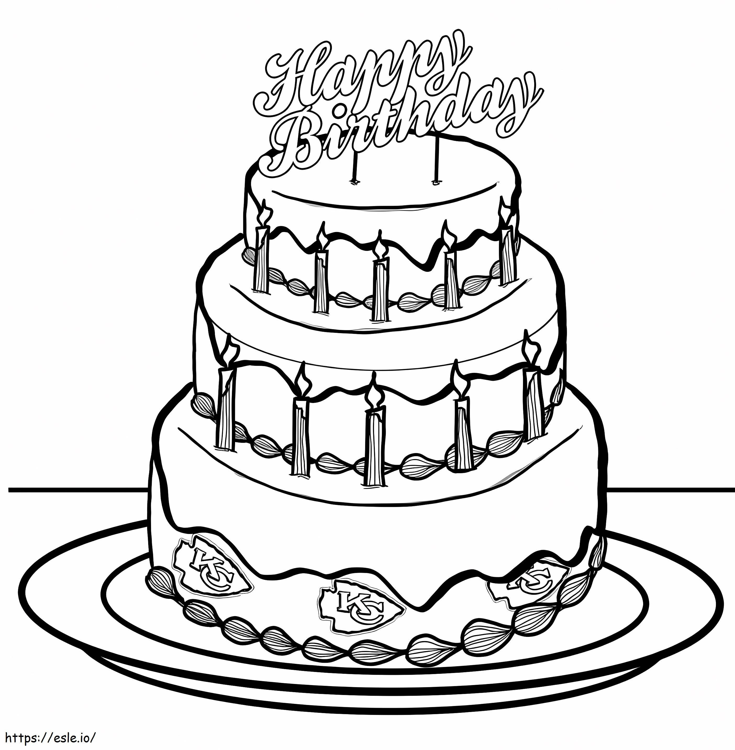 カンザスシティ チーフスの誕生日ケーキ ぬりえ - 塗り絵