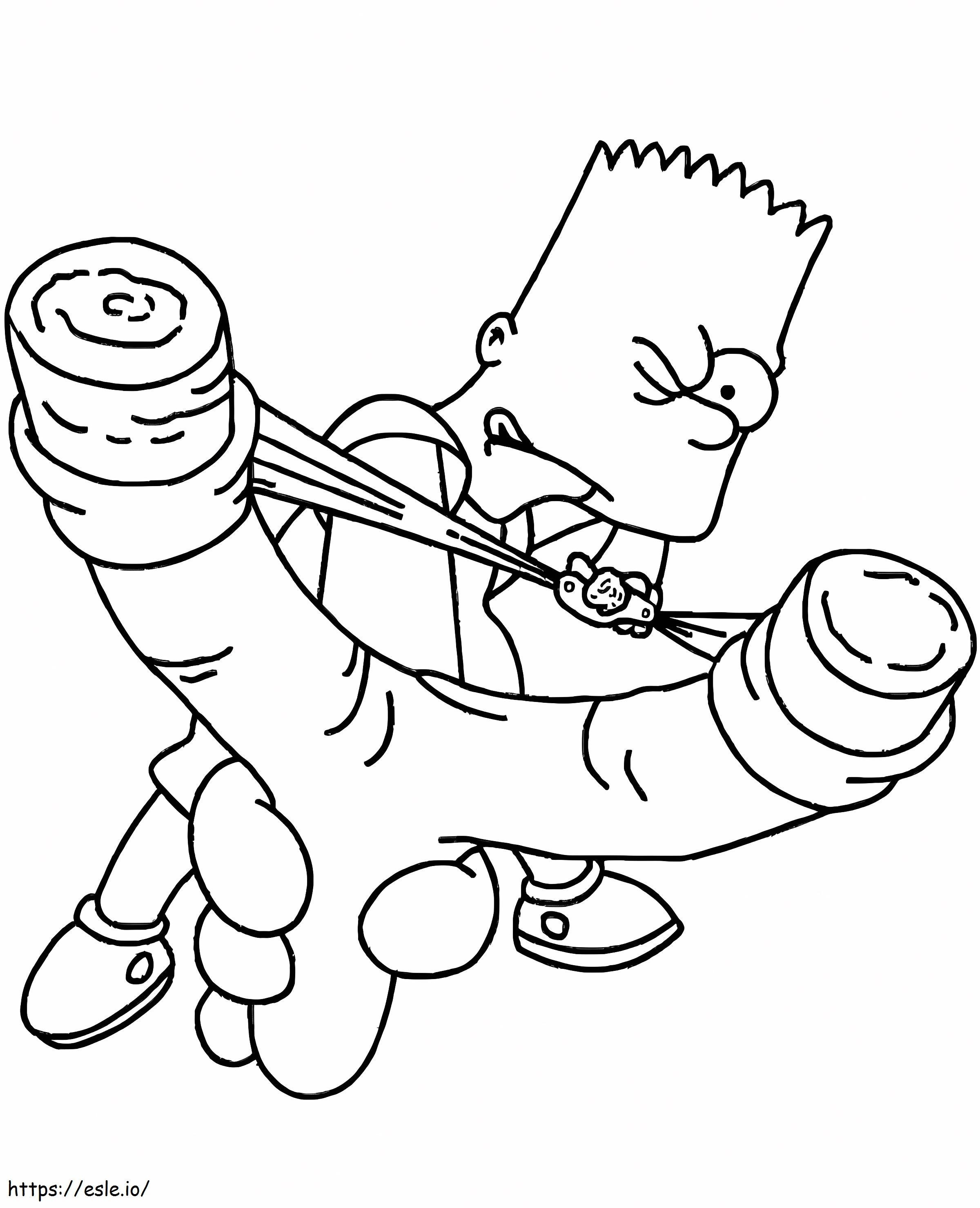 Bart Simpson feuert eine Gummiarmbrust ab ausmalbilder