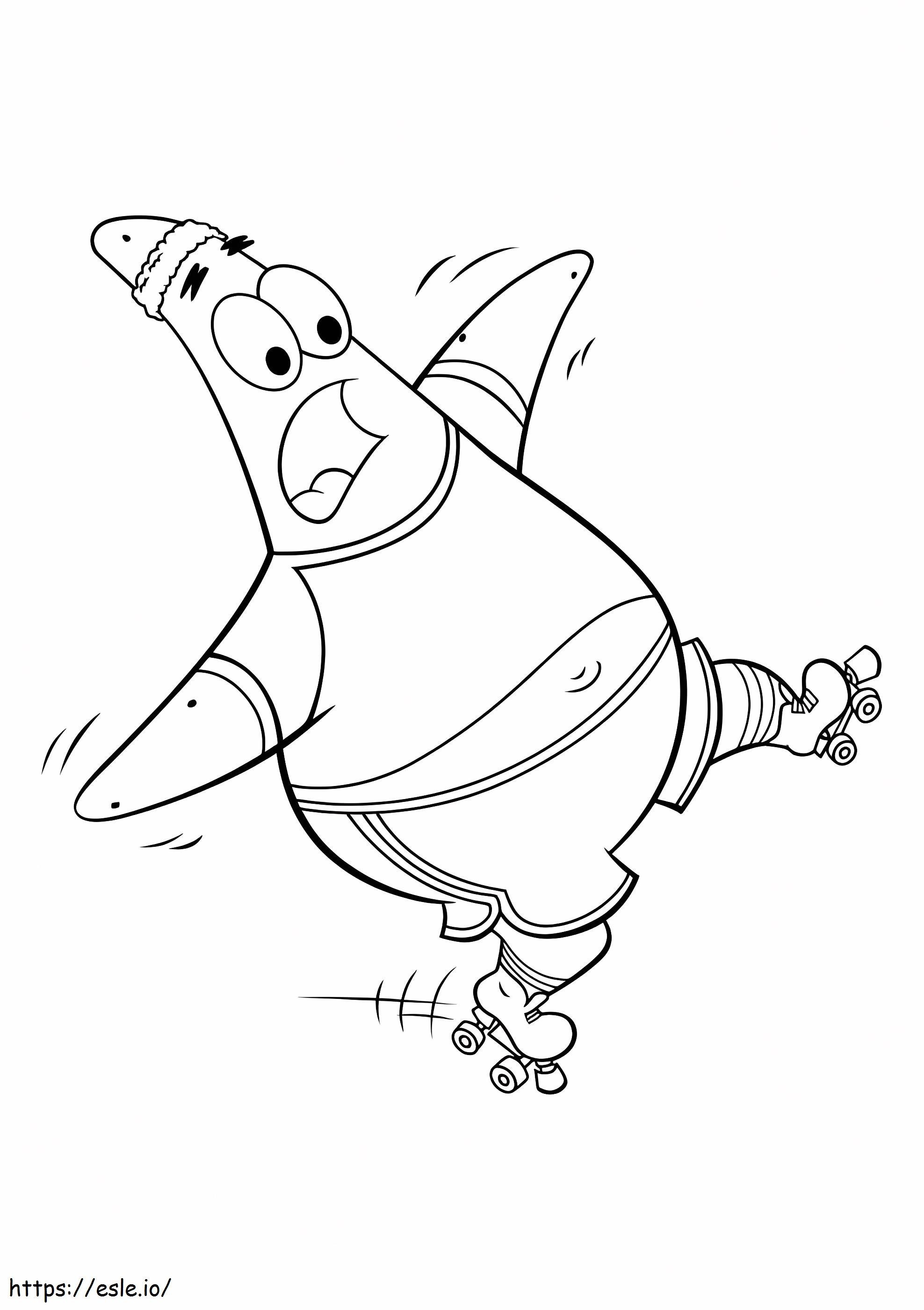 Patrick Star em patins para colorir