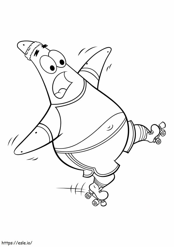 Patrick Star pe patine cu rotile de colorat
