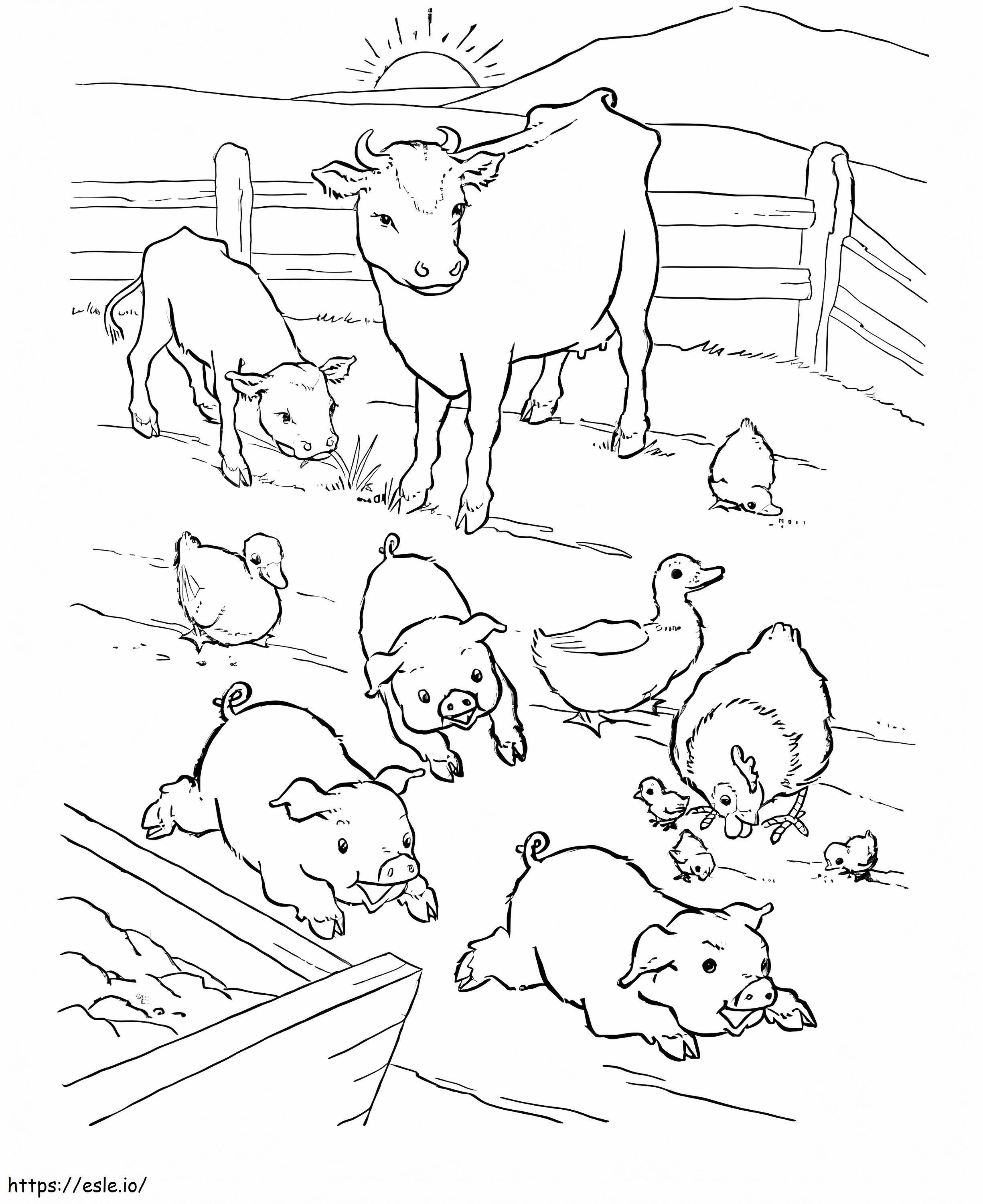 Three Animals Corral coloring page