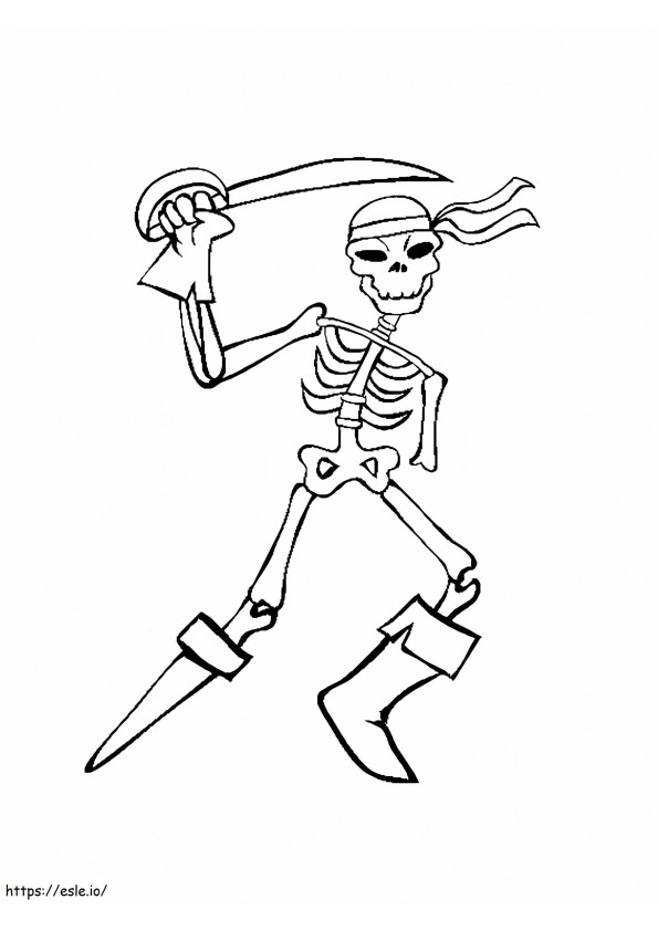 剣を持った海賊の骸骨 ぬりえ - 塗り絵