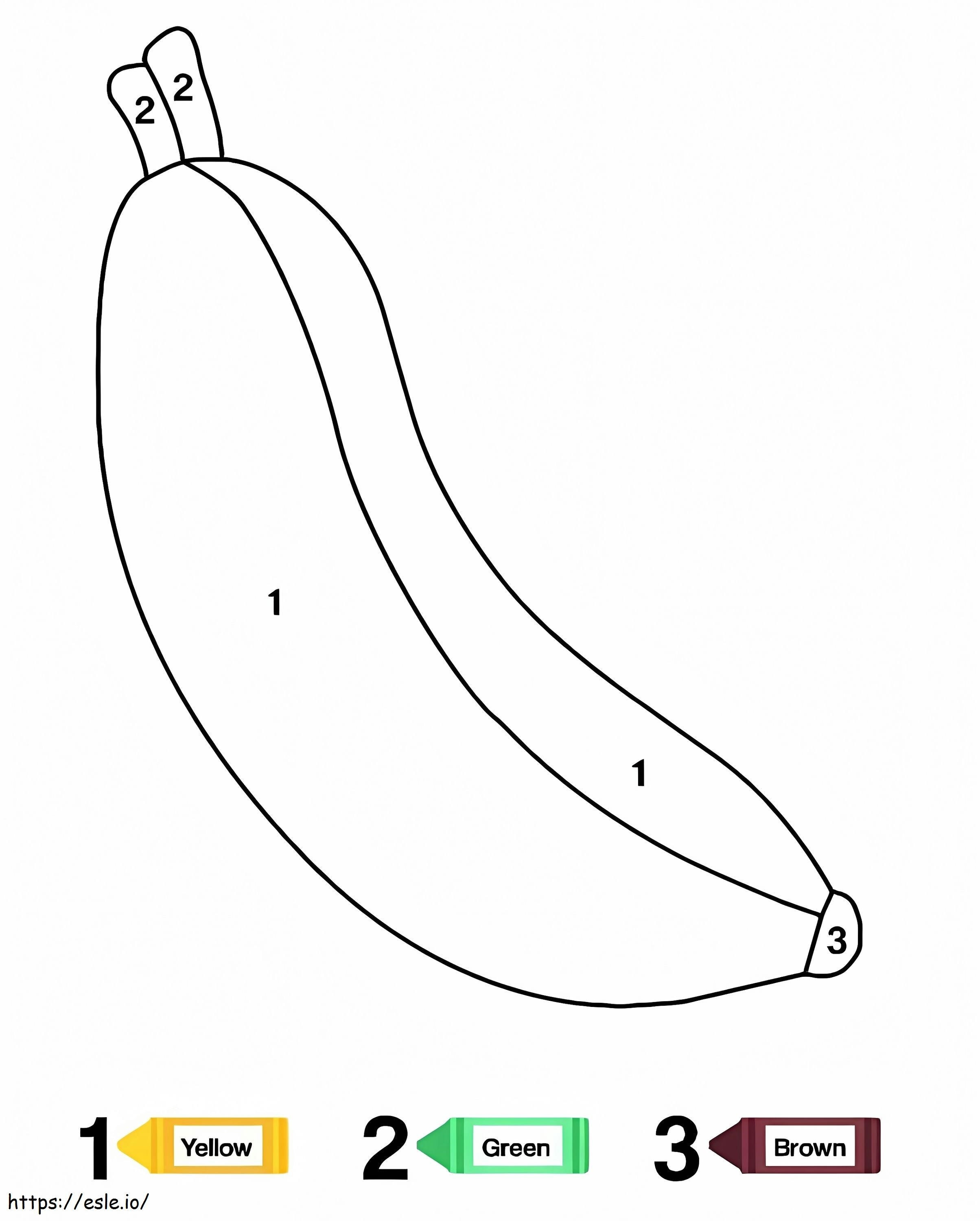 Coloriage Couleur banane par numéro à imprimer dessin