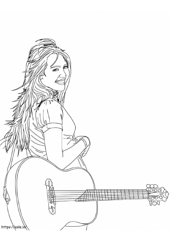 Coloriage Hannah Montana avec guitare à imprimer dessin
