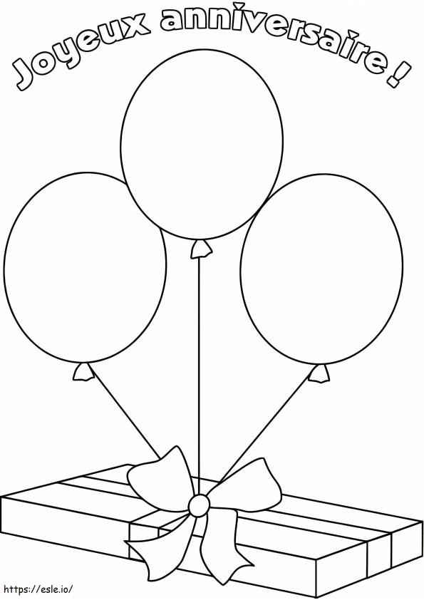 Happy Birthday With Balloons And Gift coloring page