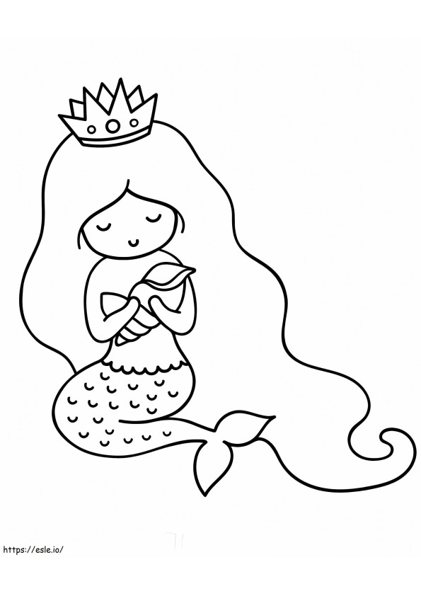 Mermaid And Shell coloring page