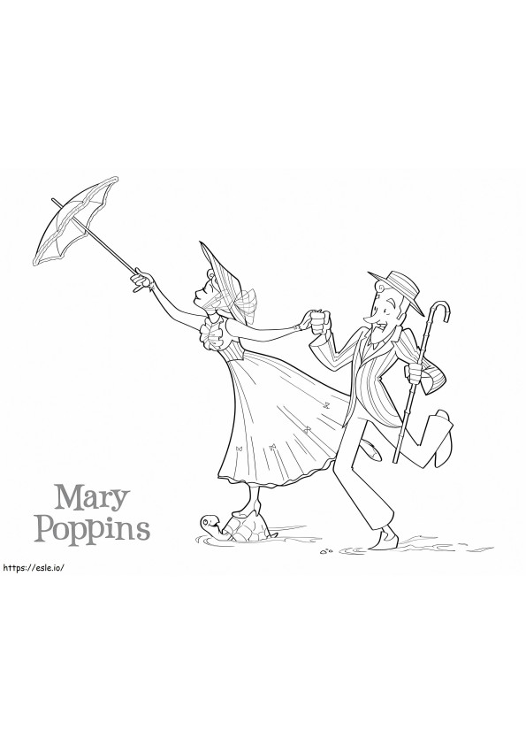 Mary Poppins-animatie kleurplaat