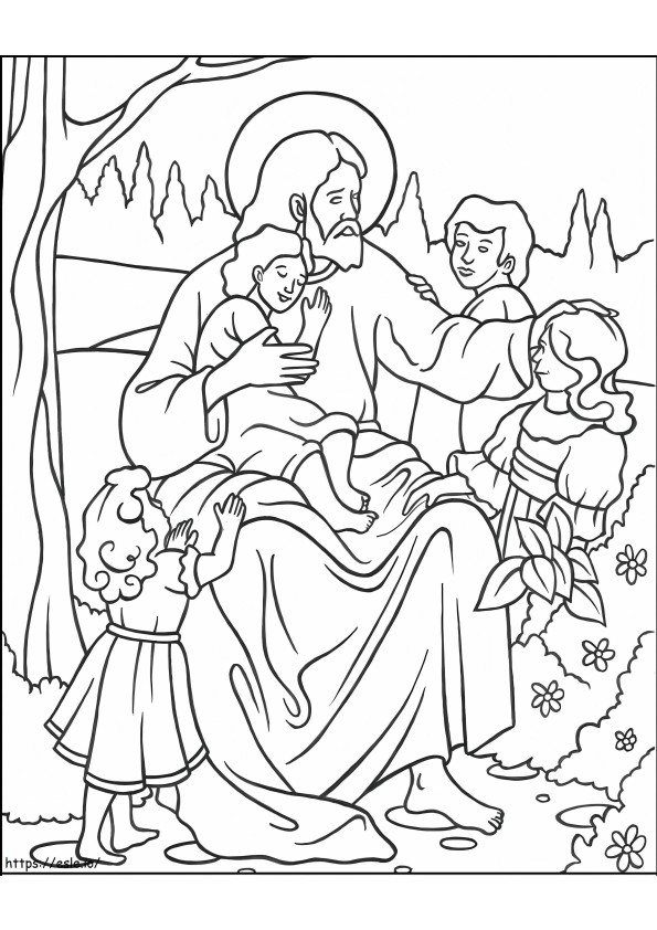 İsa ve Küçük Çocukları Bırak boyama